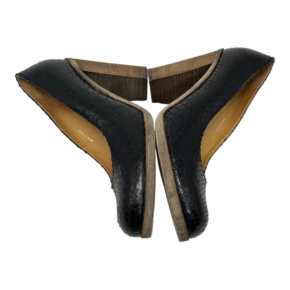 Maison Martin Margiela MM6 Black Snakeskin Leather Round Toe Block Heels 38.5 - Picture 8 of 12